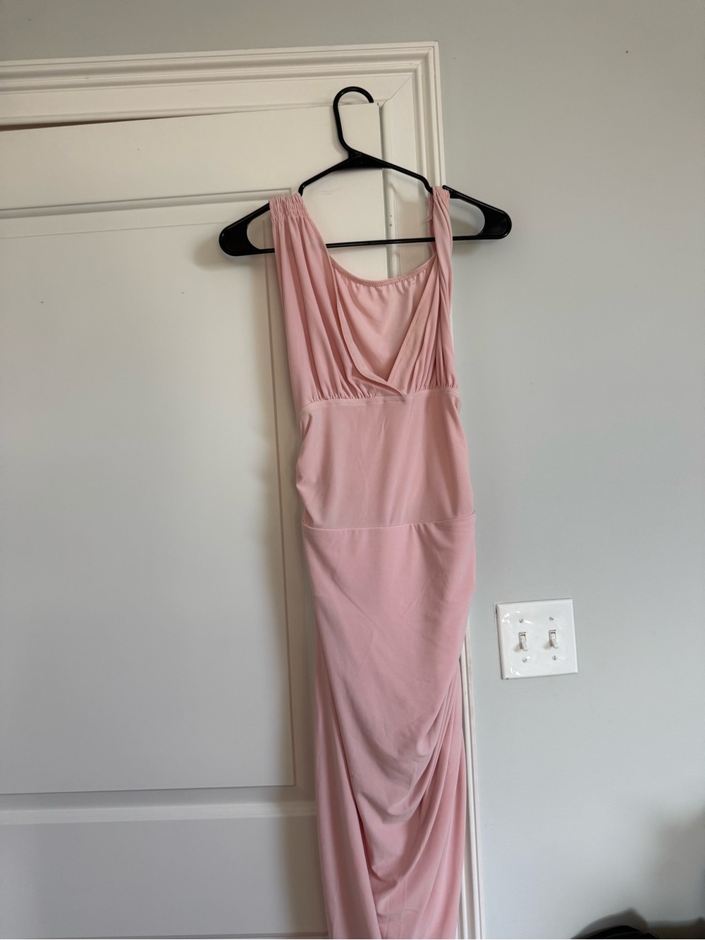 Norma Kamali Blush Pink Sleeveless Draped Maxi Dress